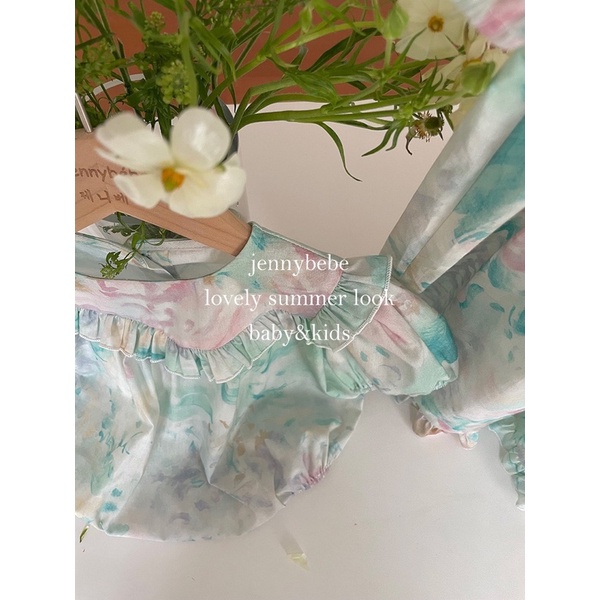 Váy Bé Gái Cao Cấp Mùa Hè và Bodysuit Style Vintage Hàn Quốc Hoạ Tiết Độc Lạ Jennybebe