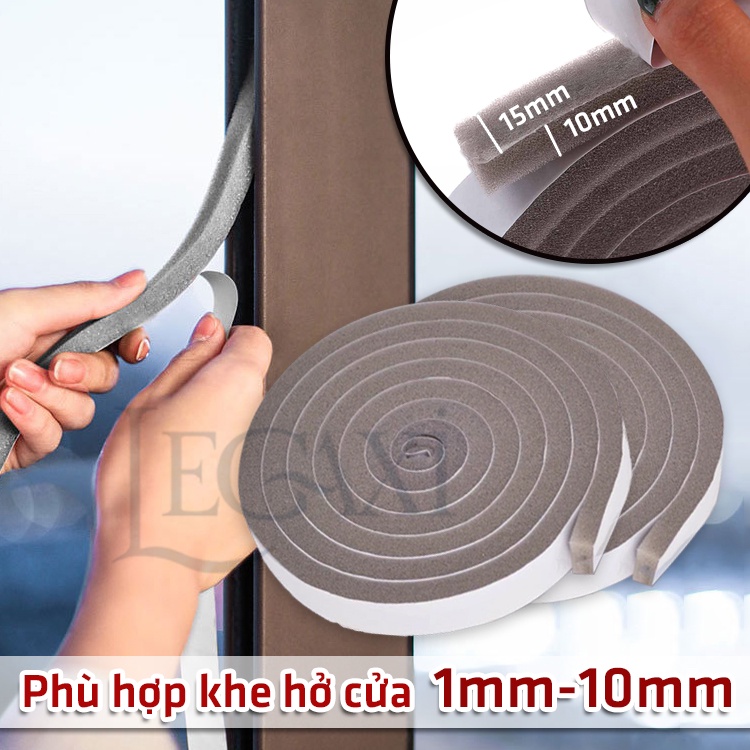 Ron Cửa Chống Ồn Miếng Mút Dán Khe Cửa Đa Năng Cách Âm, Chắn Gió, Bụi Bẩn Cao Cấp 1.5cmx2m