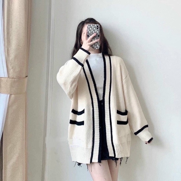 Áo cadigan len Quảng Châu viền cạnh - Hàng L1