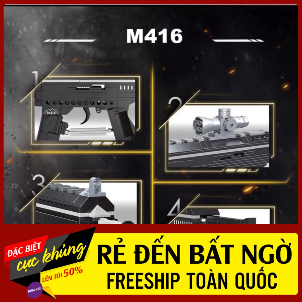 HỎA TỐC Đồ Chơi trong nhà💕Freeship💕LEGO PUBG Mô Hình SCAR, MK14, M416, G36C, VECTOR Với 500+ Mảnh Gh