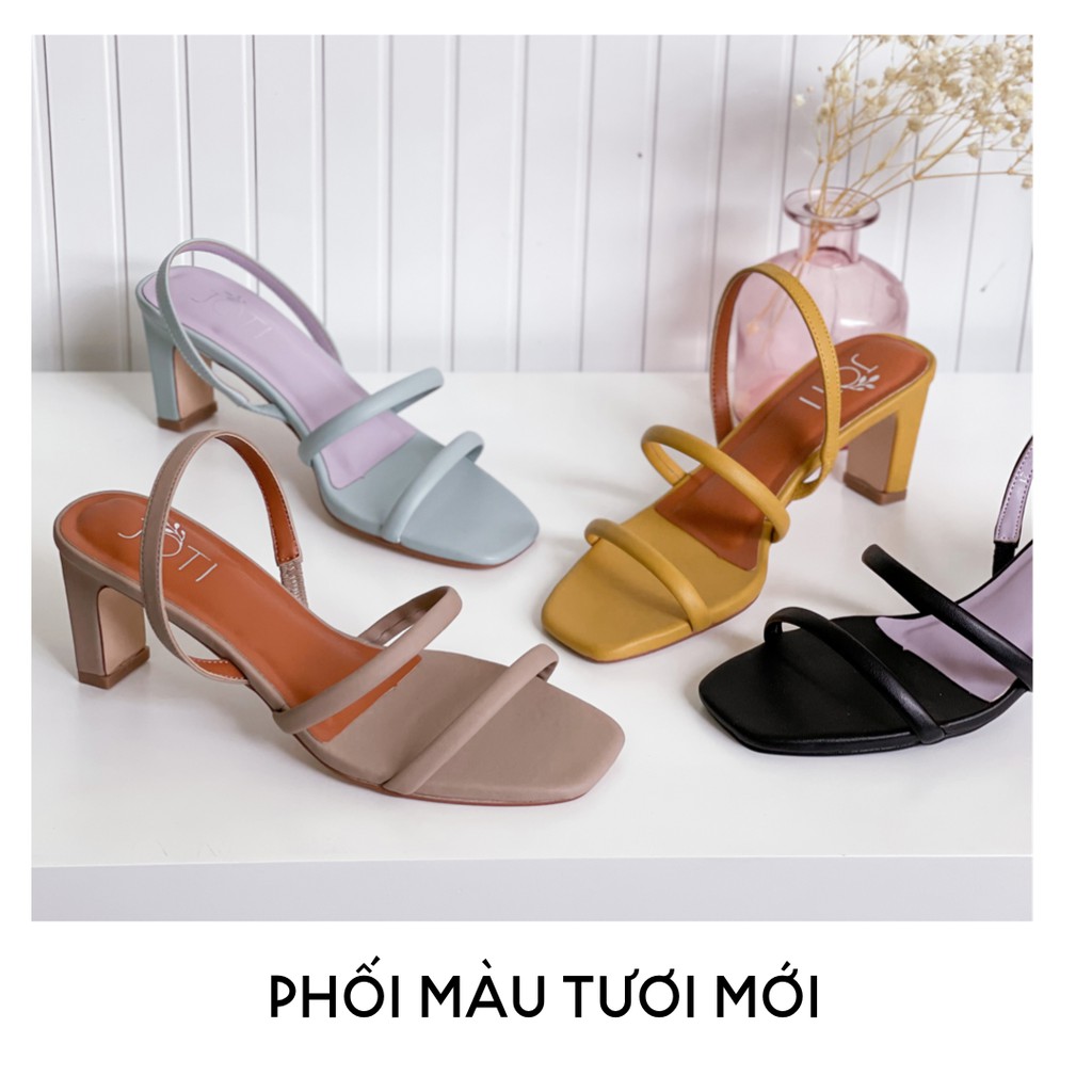 JOTI Giày Sandal Cao Gót Nữ Louisa 3273VN7 2021 - Mũi Vuông Hai Quai Cá Tính Đế Trụ 7cm - Mang Đi Làm Đi Chơi Dự Tiệc