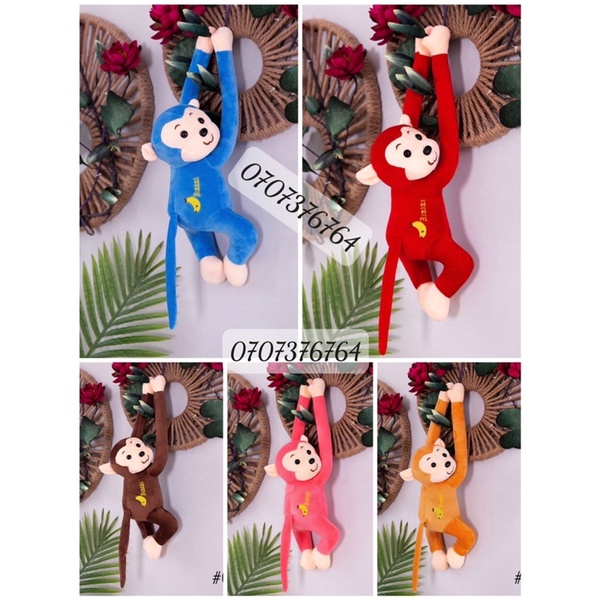 45cm Thú Bông KHỈ TAY DÀI CÓ CÚC BẤM Cho BÉ - LÔNG NHUNG MỀM MỊN