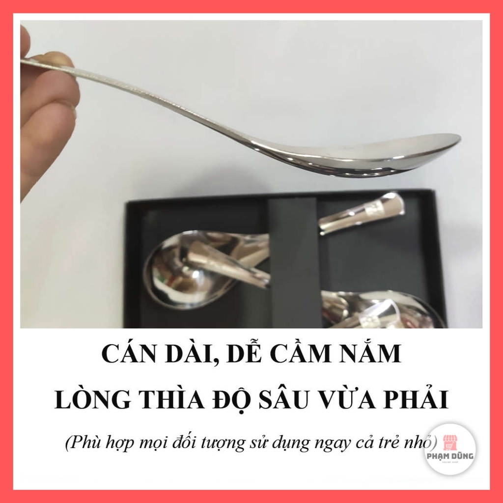 Bộ 5 muỗng inox 304 cán ngắn công nghệ Đức, combo 5 thìa ăn cơm cháo phở thép không gỉ