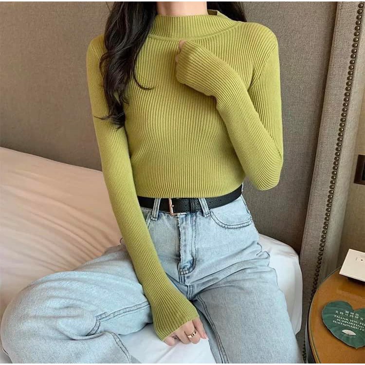 Áo Len Nữ Cổ Lọ Lông Cừu Hàng Quảng Châu Cao Cấp. Với Chất Liệu Len Lông Cừu Mềm Mịn, Dày Dặn, Giặt Khôn Lo Bai Không Xù