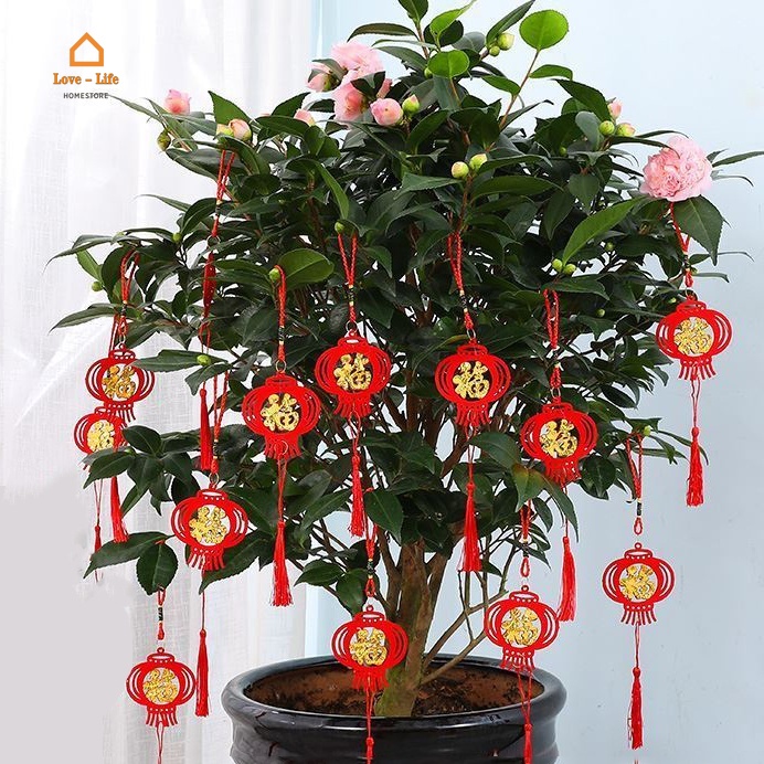 2 Phụ kiện treo trang trí có chuông phong cách năm mới Trung Hoa