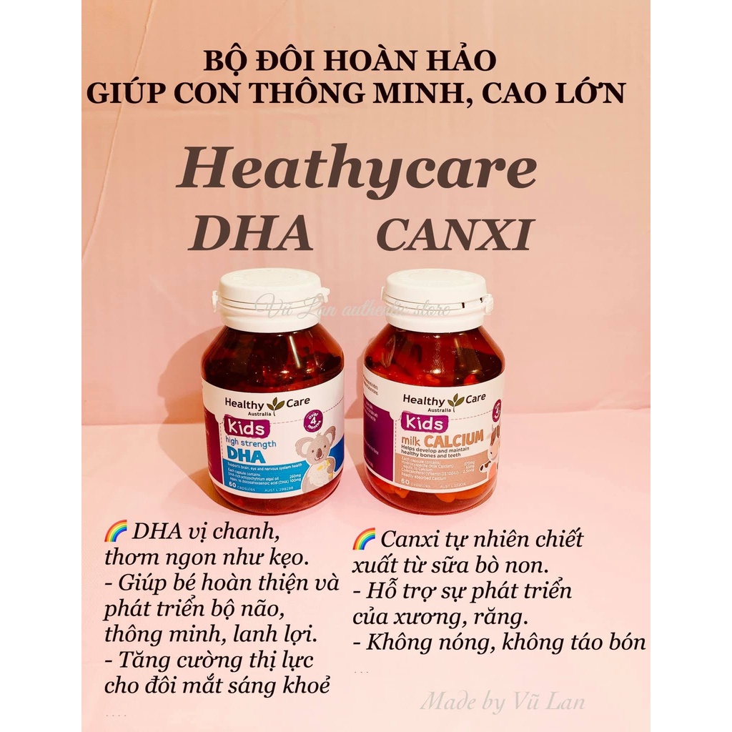 Viên uống canxi sữa cho bé - Calcium milk Healthy care 60 viên