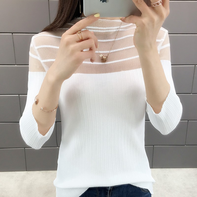 Áo len tay lỡ phối lưới thời trang nữ | BigBuy360 - bigbuy360.vn