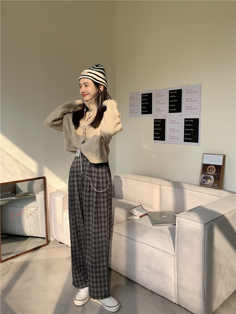 Quần Dài Lưng Cao Ống Suông Họa Tiết Caro Thời Trang 39452 | BigBuy360 - bigbuy360.vn