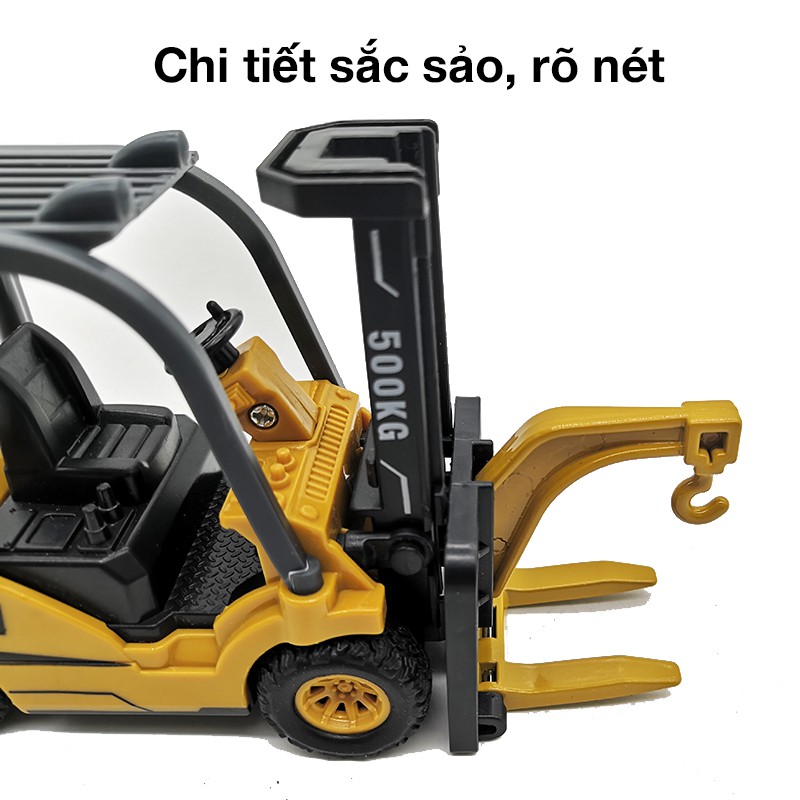 Đồ chơi mô hình xe nâng móc hàng hợp kim sắt và nhựa, chi tiết đẹp, chuyển động chạy đà có thể trưng bày-KAVY