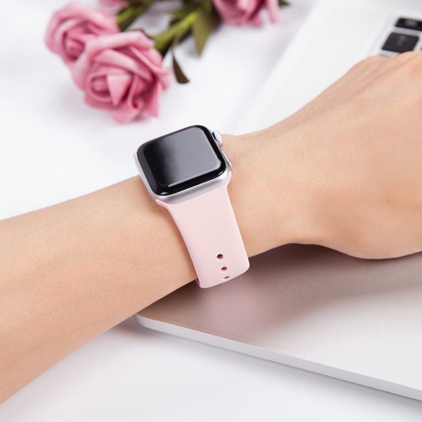 Dây đeo silicone màu trơn đơn giản thay thế cho đồng hồ thông minh Apple Watch iWatch 7 6 SE 5 4 3 2 1 45 41 38 40 42 44mm