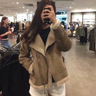 Áo khoác da lộn lót lông za.ra