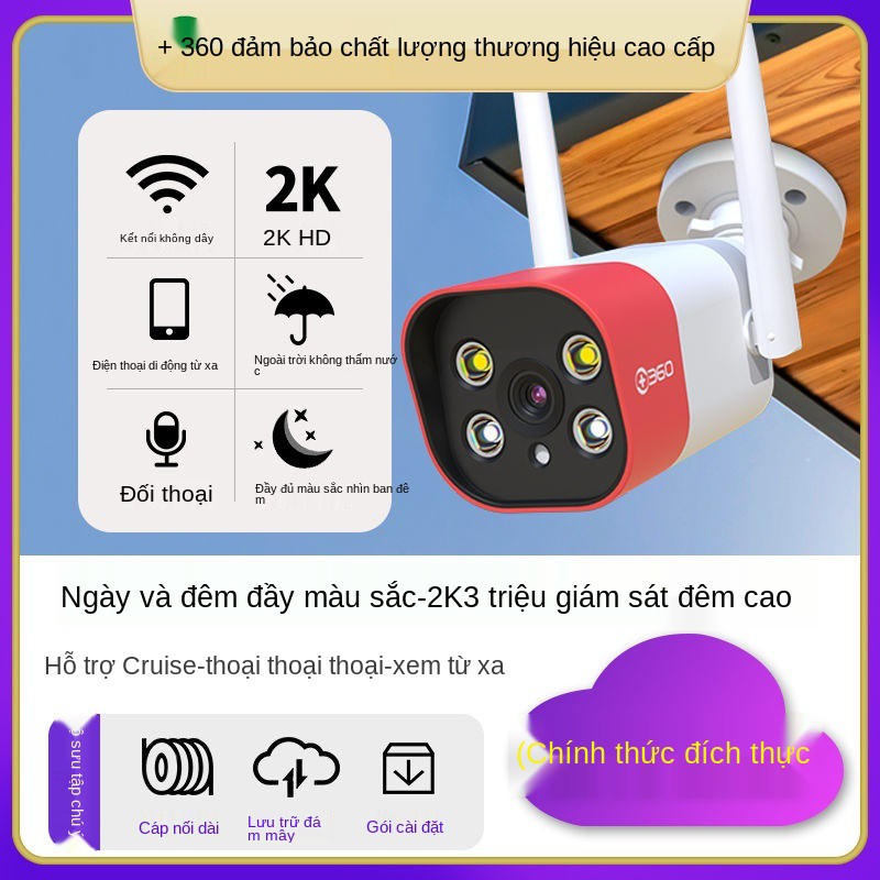 Camera 360 home ai giám sát mạng thông minh kết nối từ xa không dây với điện thoại di động ngoài trời tầm nhìn ban