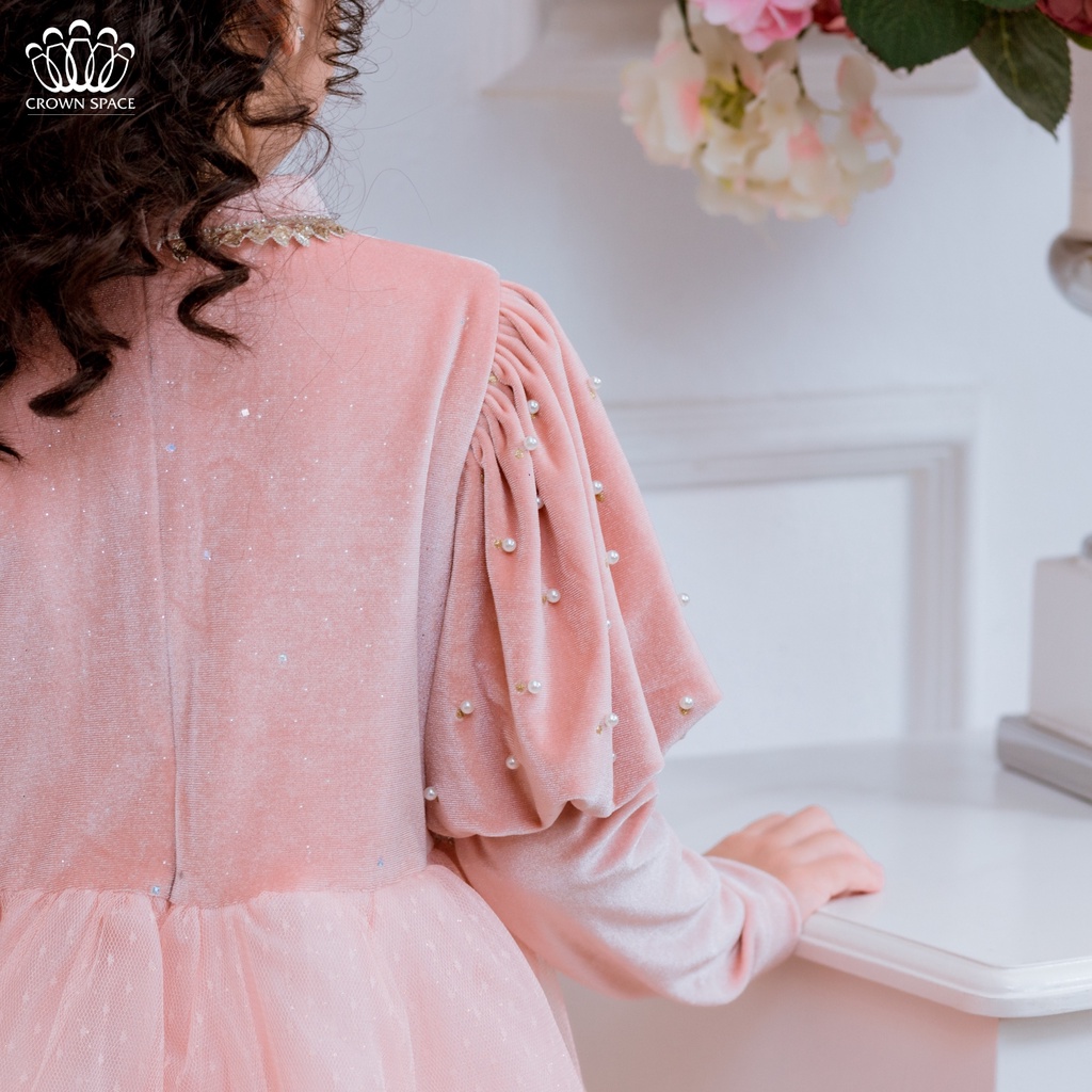 [PHIÊN BẢN CAO CẤP PREMIUM]  Váy Nhung Công Chúa Cho Bé Gái Crown Space Cao Cấp CKGL6811810 Size 12 - 28Kg