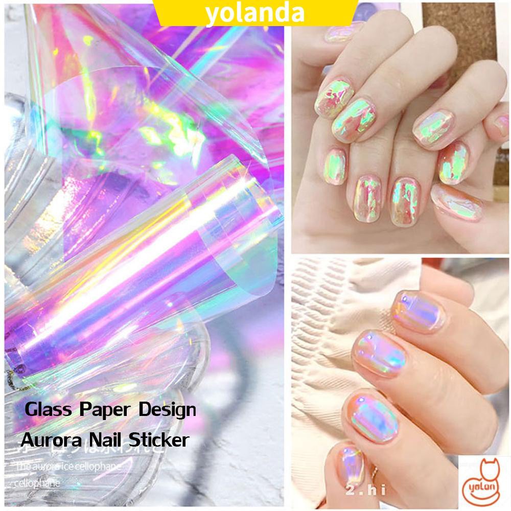 [Hàng mới về] Miếng dán móng tay thủy tinh nhiều màu sáng bóng thời trang