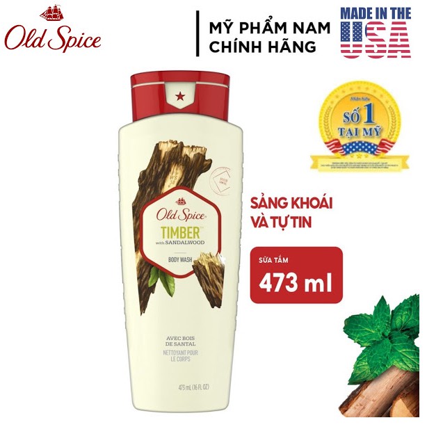 [USA] Sữa tắm nam Gel Old Spice 473ml Timber | Bearglove | Fiji | Wolfthorn | Pure Sport | Tắm gội 2in1 532ml - Mỹ