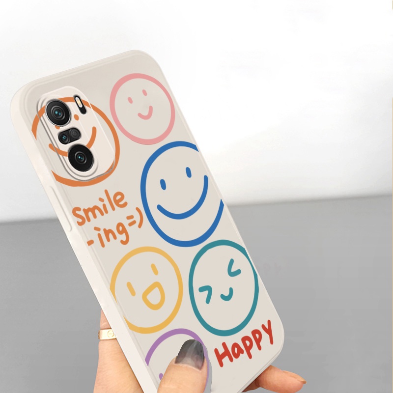 Ốp Điện Thoại Viền Vuông Mềm Hình Mặt Cười Cho Xiaomi Redmi Note 10 Pro 9S 9A POCO X3 NFC M3 Pro 5G