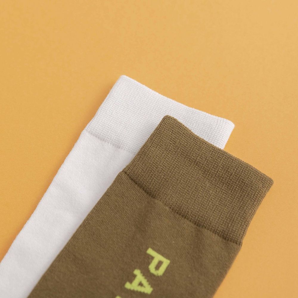 Tất ống bắp chân vải cotton màu trơn in chữ phối sọc ngọt ngào phong cách retro Nhật cho nữ