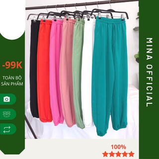 Quần jogger nữ bo gấu trơn vải thun da cá baggy nữ thời trang phong cách - MINA OP001
