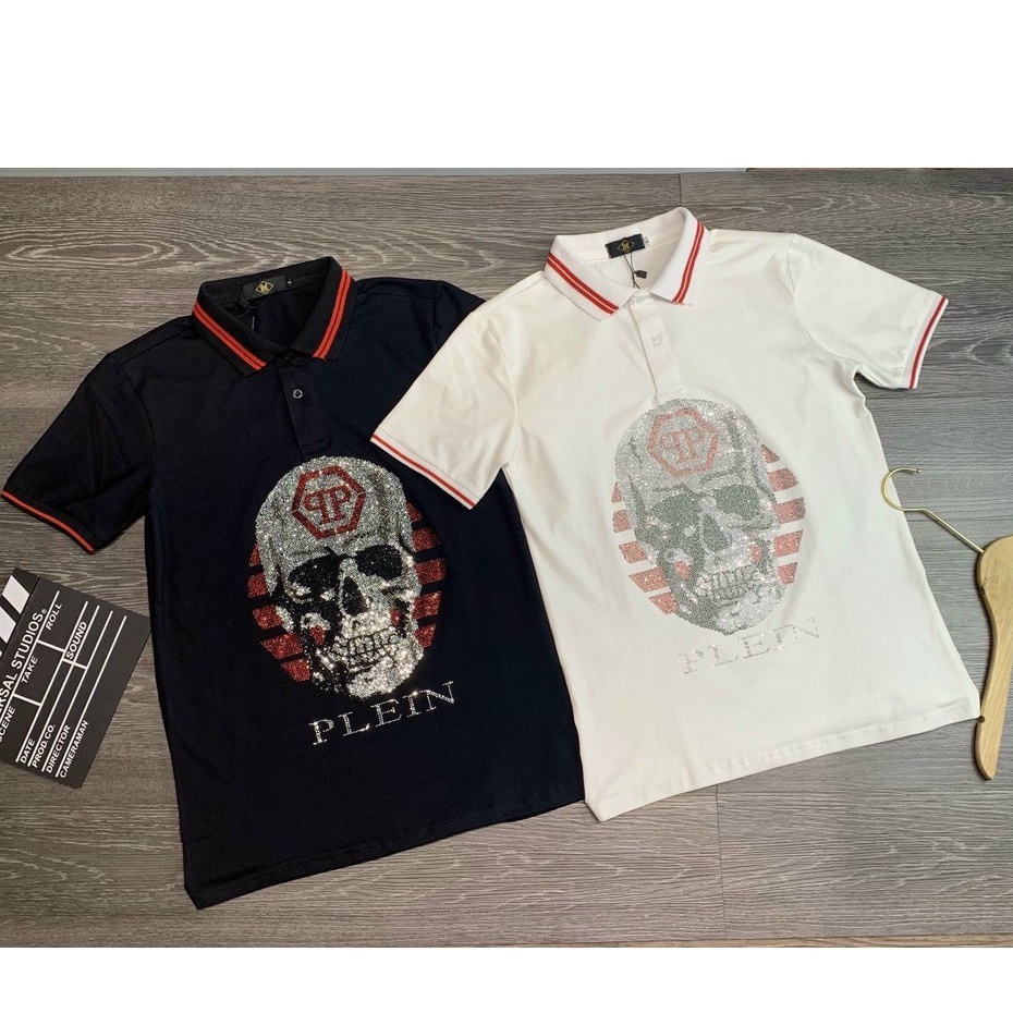 Áo Thun Nam Cổ Bẻ Đính Kim Sa ❤️ Chất Cotton Xịn Sò Mát Mịn