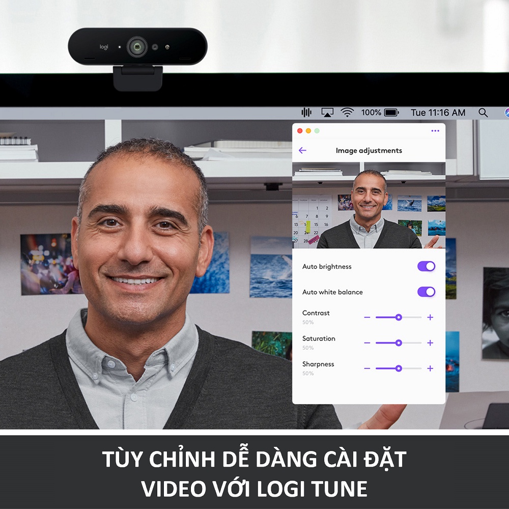 Webcam Logitech Brio 4K Stream  – 90FPS tự động chỉnh sáng & lấy nét, mic kép giảm ồn, góc rộng 90o, zoom 5x
