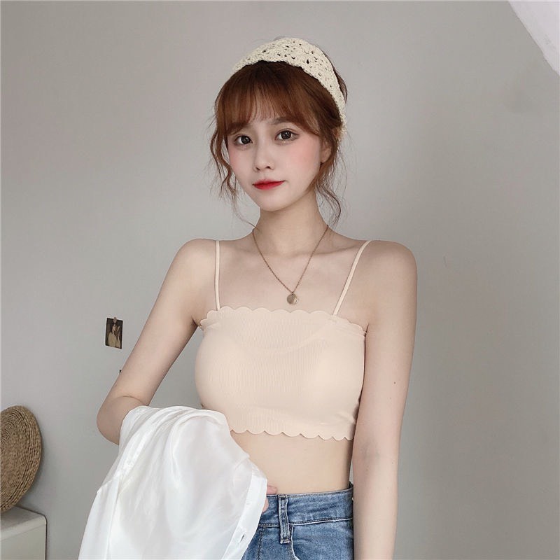 Áo bra 2 dây có mút ngực thiết kế gợn sóng I chất cotton thoáng mát thấm hút mồ hôi I Fmstyle Shop 205240113
