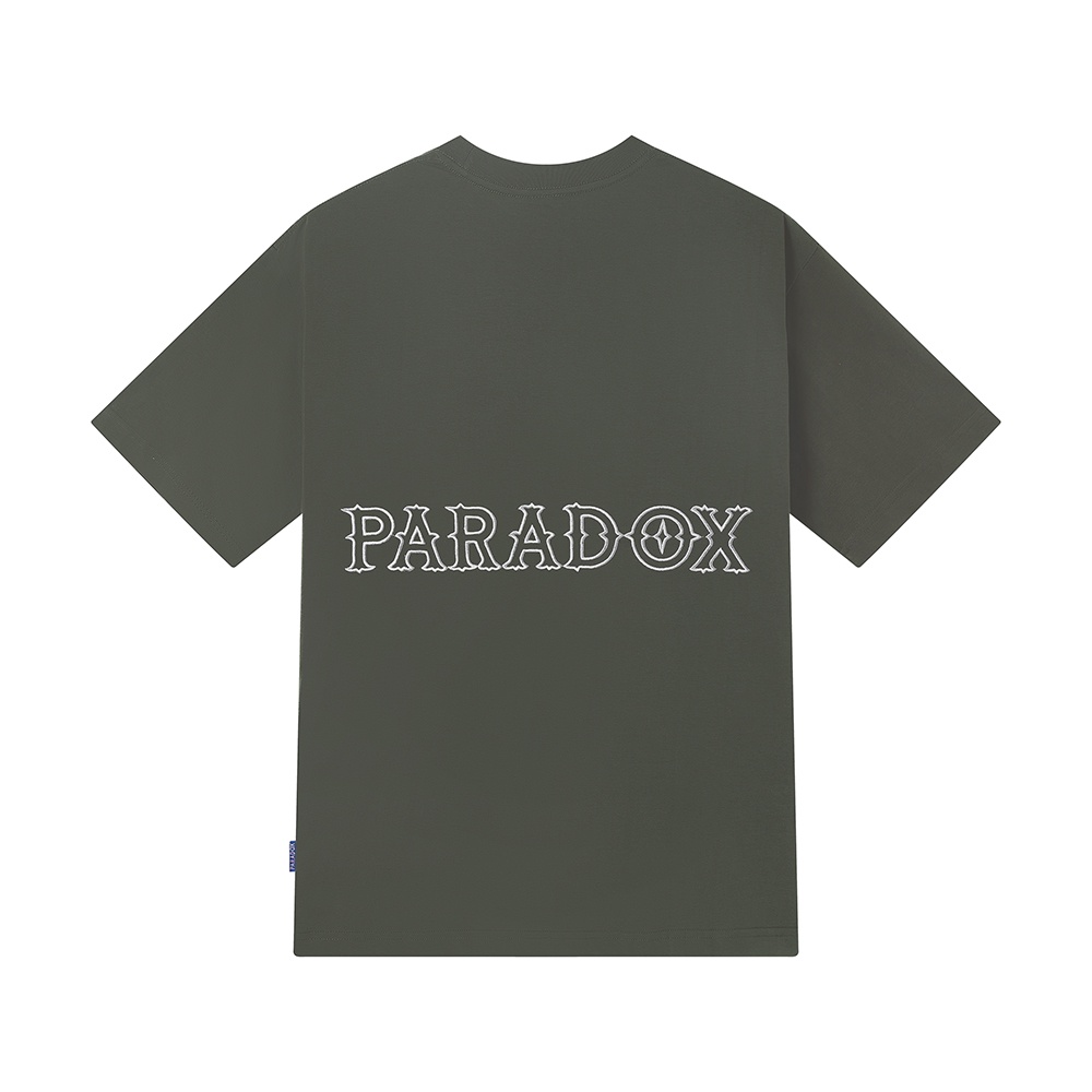 Áo thun form rộng Paradox tay lỡ - Unisex - In hình - ESSENTIAL EMBROIDERY - Màu xám than
