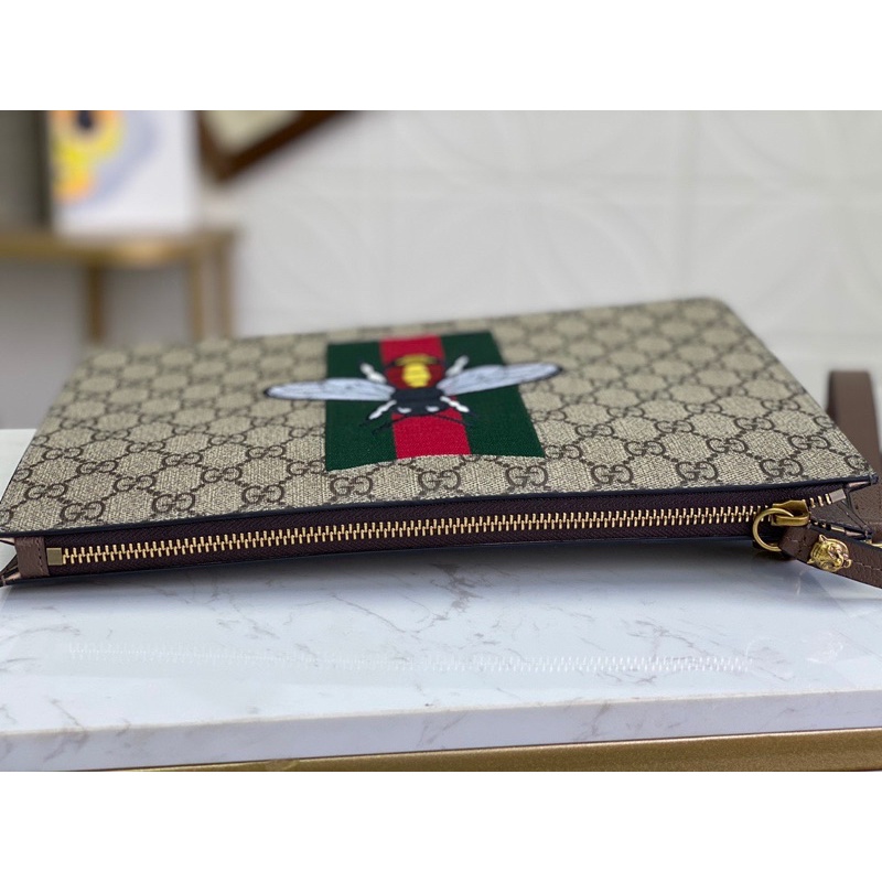 Clutch cầm tay nam Gucci GC Supreme da thật cao cấp thêu hình ong