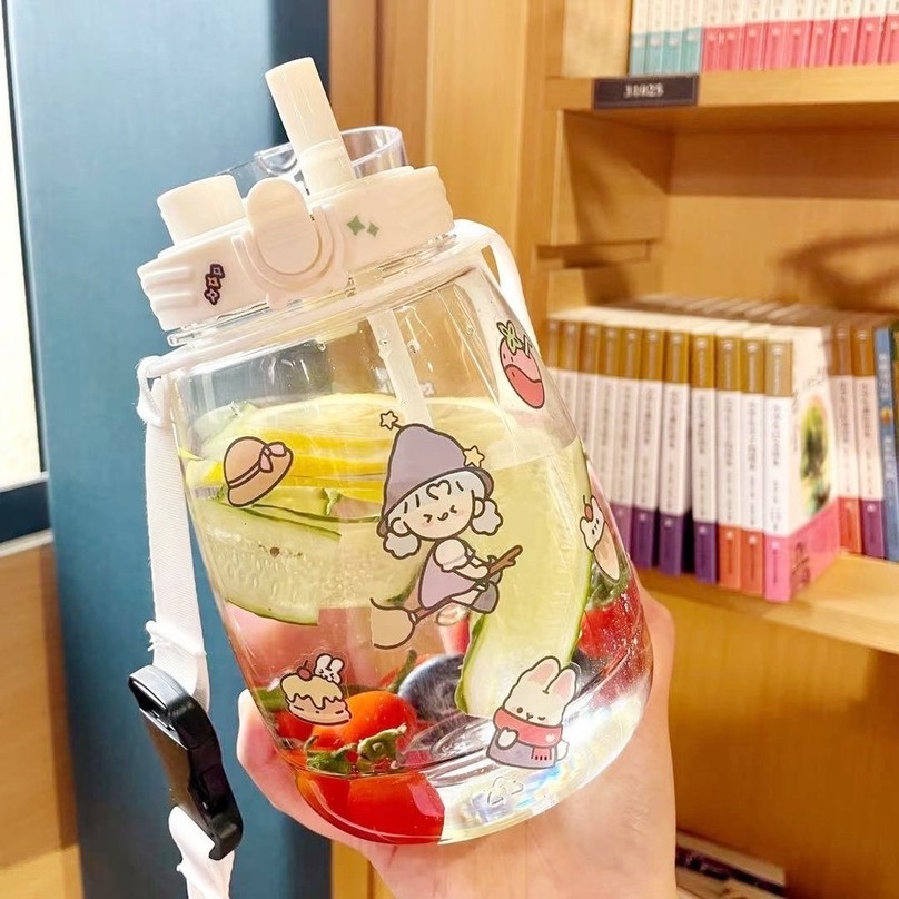 1300ml / 700ml Bình Nước Nhựa Thể Thao , Bình Đựng Nước (không có BPA) - Có Bộ Lọc Và Ống Hút / Thiết Kế Chống Rò Rỉ