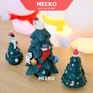 Decor cây thông Noel giáng sinh dễ thương/ Tượng mèo Noel giáng sinh decor kệ sách, bàn học MEEK