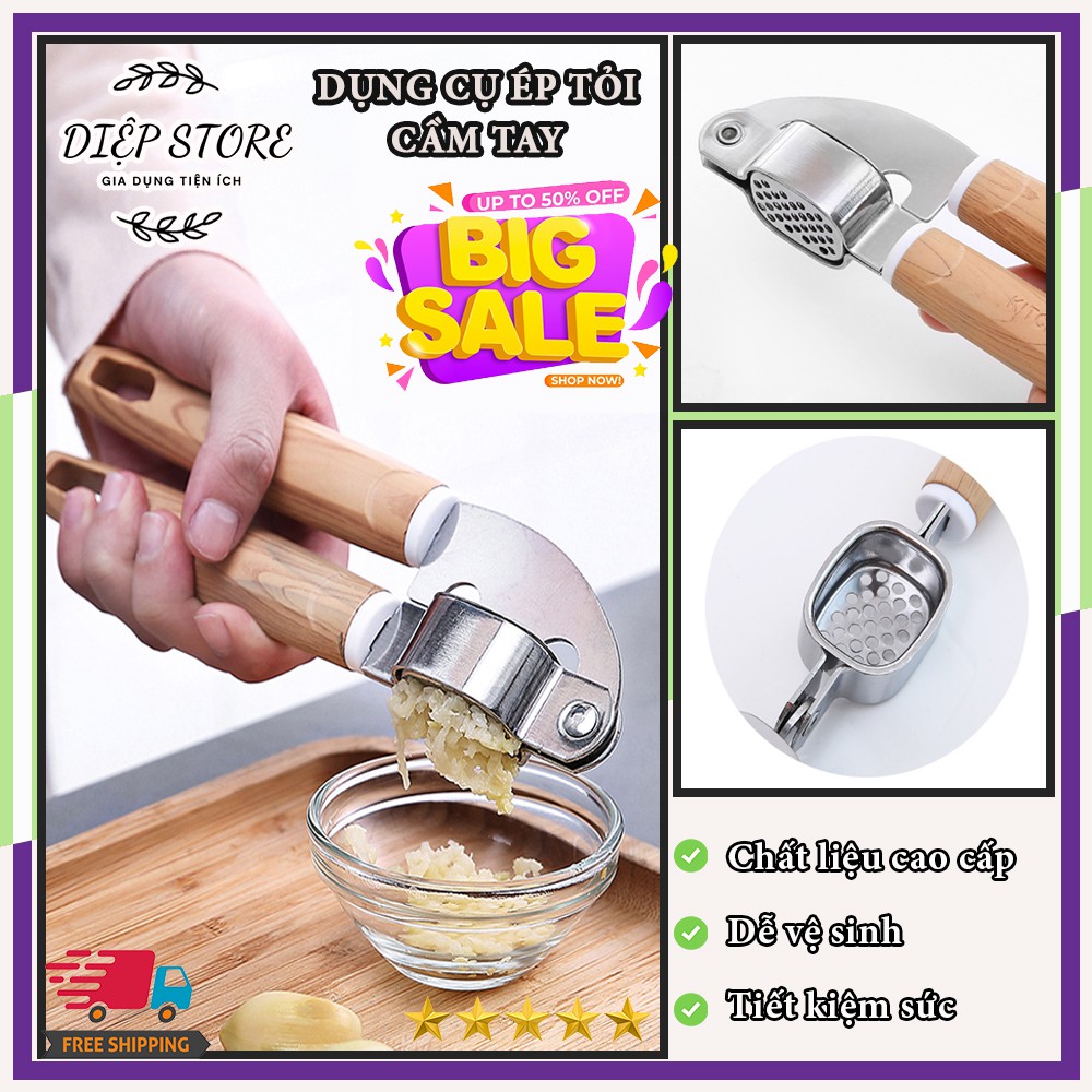 Dụng cụ ép tỏi ❤️SALE❤️Ép tỏi ớt cầm tay đa năng tiện dụng tiết kiệm sức chất liệu inox cao cấp sử dụng dễ dàng