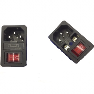Ổ cắm nguồn ac đực 10a 250v có công tắc, cầu chì