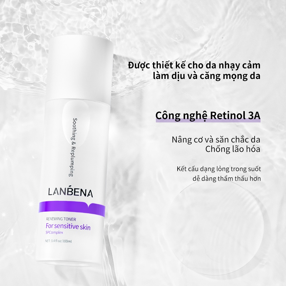 Toner Lanbena nước cân bằng da dưỡng ẩm chống nếp nhăn tái tạo Niacinamide làm sáng da 100ml