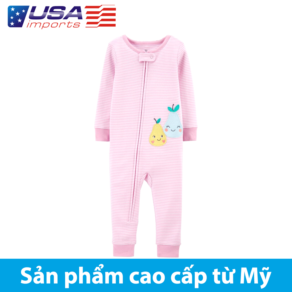 Đồ dài, đồ ngủ cotton phôm ôm không chân thêu trái lê Car-tờ Auth Từ Mỹ (1K461112)