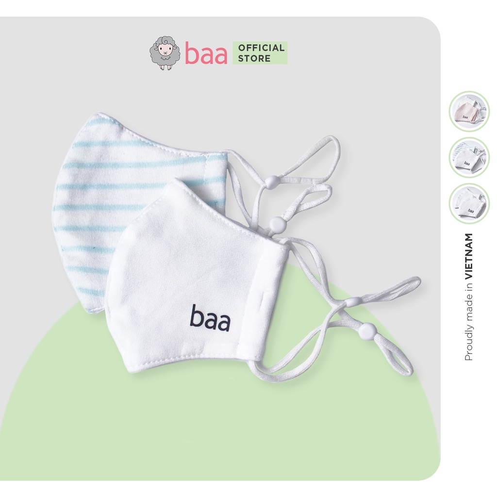 Combo 3 Khẩu trang vải BAA BABY cotton kháng khuẩn cho em bé - UN-KT02X