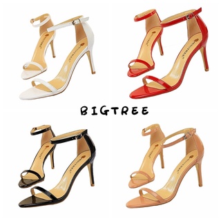 Giày cao gót BIGTREE 126-10 da bóng hở ngón cài khóa thời trang cho nữ chính hãng  8cm