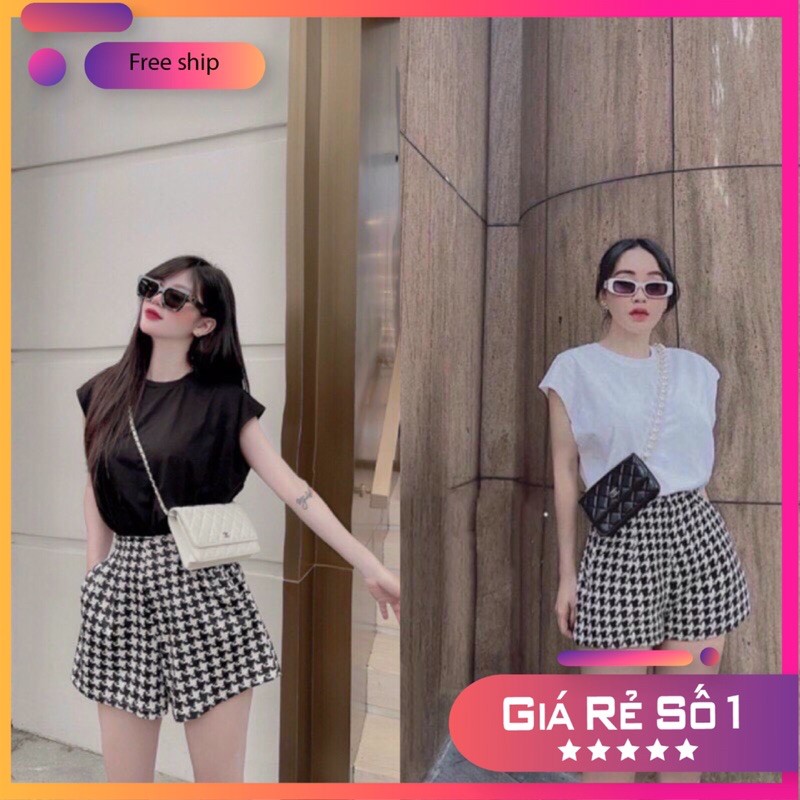 Set caro áo phông tay vạt [ Ảnh thật trải sàn ]