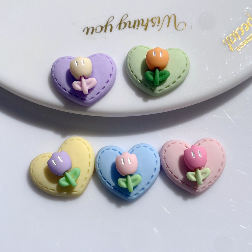 Phụ Kiện Trang Trí Hình Hoa Tulip Bằng Nhựa DIY Dành Cho Trang Trí Điện Thoại/ Giày Dép