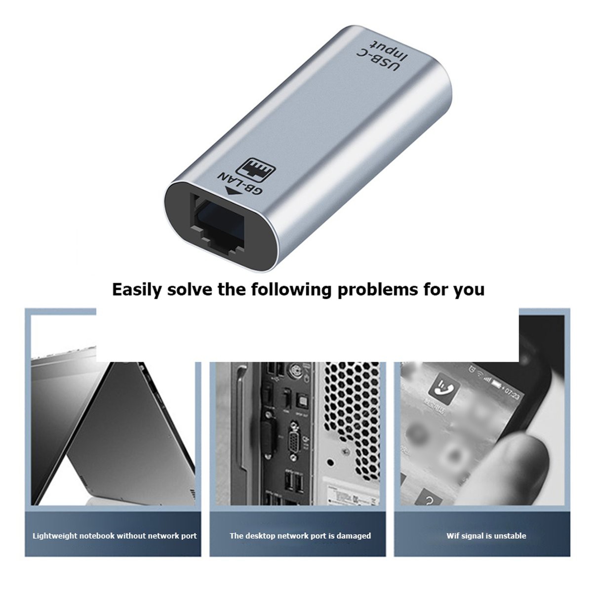 Đầu Chuyển Đổi Usb Type C Cái Sang Rj45 10 / 100 / 1000mbps | BigBuy360 - bigbuy360.vn