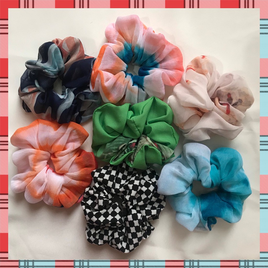 Giá Sỉ - Dây Buộc Tóc Scrunchies 60cm X 4cm - Nhiều Màu Sắc - Nhiều Chất Liệu - Vải Xuất Dư Không Lo Đụng Hàng