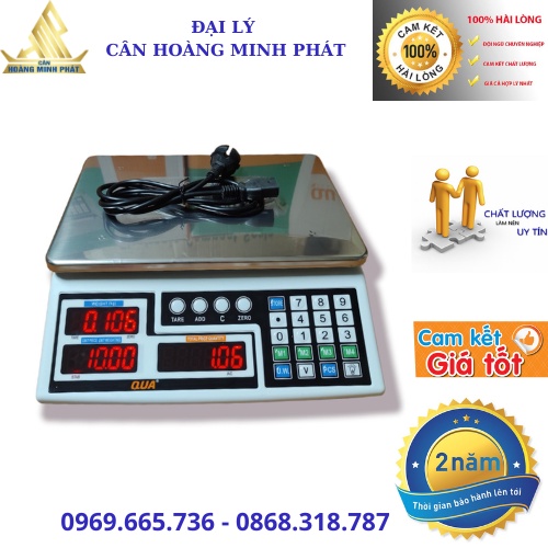 Cân điện tử tính tiền 30kg/5g Qua810_Cân tính tiền cao cấp_3 màn hình (2 mặt trước sau)