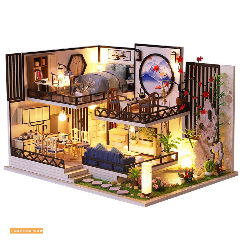 Nhà búp bê tự làm bằng gỗ - Tặng Dụng cụ và Keo dán  | M029