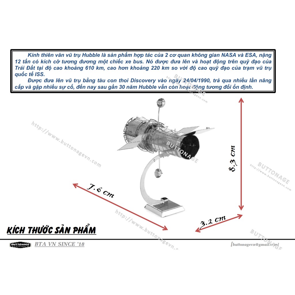 Mô Hình Lắp Ráp 3d Kính viễn vọng không gian Hubble