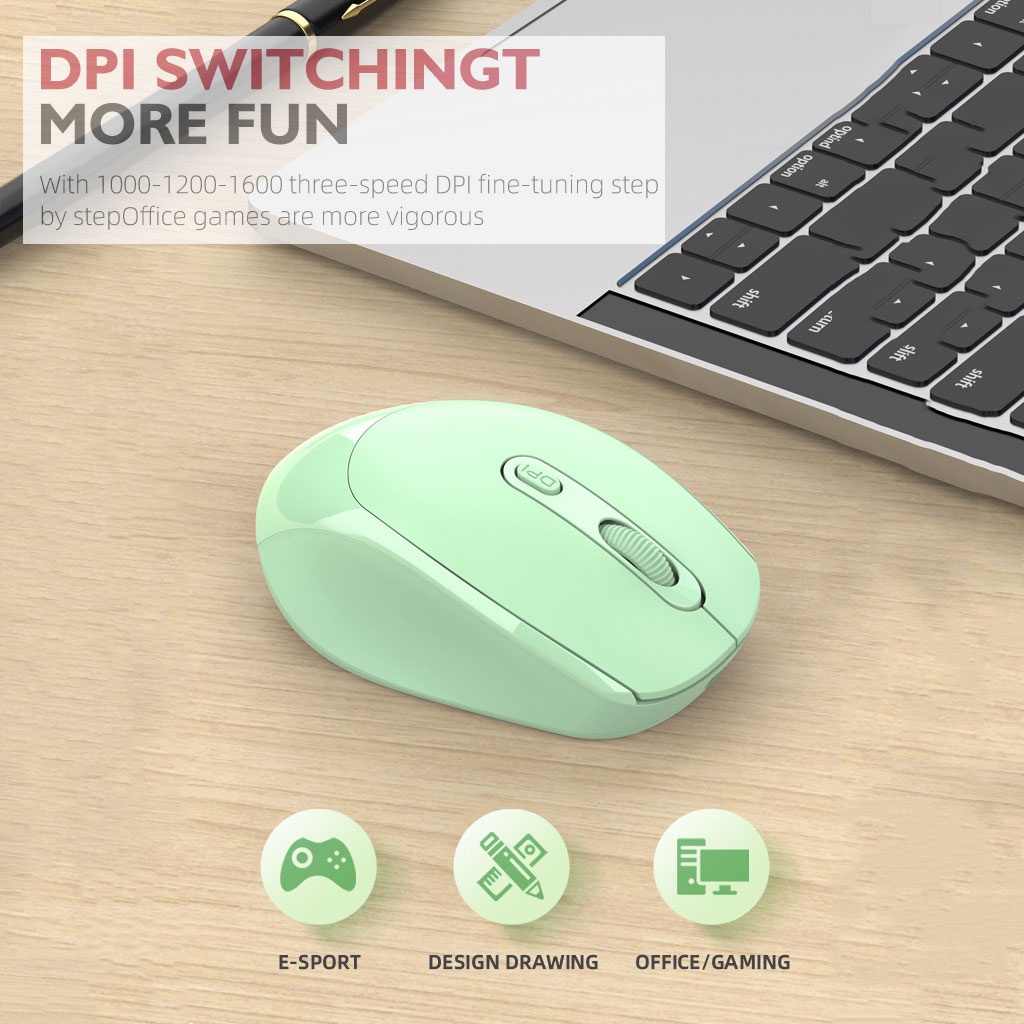 Chuột không dây sạc pin, chống ồn HXSJ M100 wireless 2.4Ghz siêu nhạy dùng cho máy tính, laptop, tivi - Hàng Chính Hãng