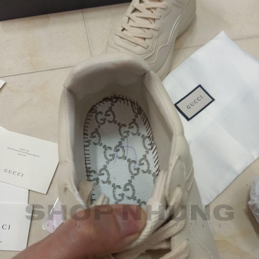 Giày gucci trắng ngà nam nữ cổ thấp cao cấp