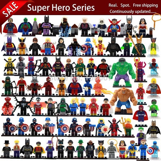Xếp Hình Combo 10 minifigures mô hình lắp ráp nhân vật ngẫu nhiên Superheroes Marvel city ninjago army