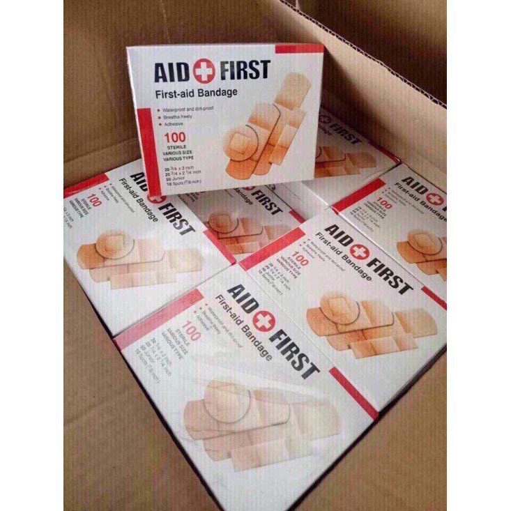 Hộp băng cá nhân không thấm nước 100 miếng nhiều kích cỡ hình dáng - Băng gâu - băng dính cá nhân Dumi Shop