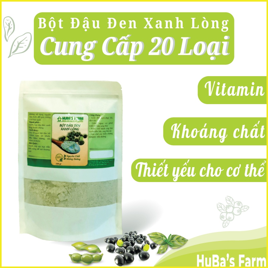 Bột đậu đen xanh lòng HuBa's Farm nguyên chất giúp mát gan, giảm cân, trắng da đen tóc