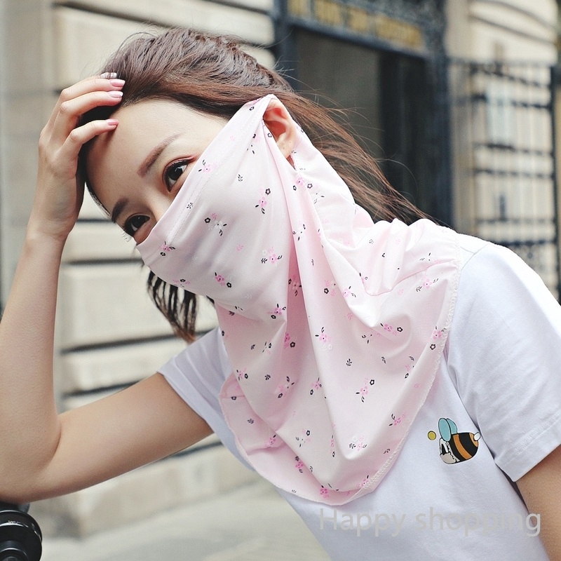 Khẩu trang chống nắng mỏng thoáng khí bảo vệ cổ và mặt chống tia UV cho nữ