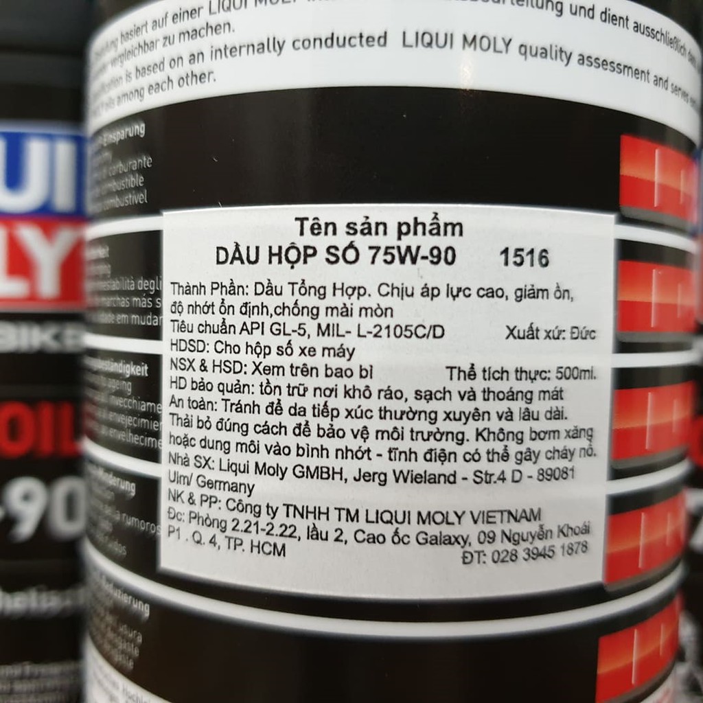 Nhớt láp Liqui Moly Gear Oil 75W90 tổng hợp toàn phần