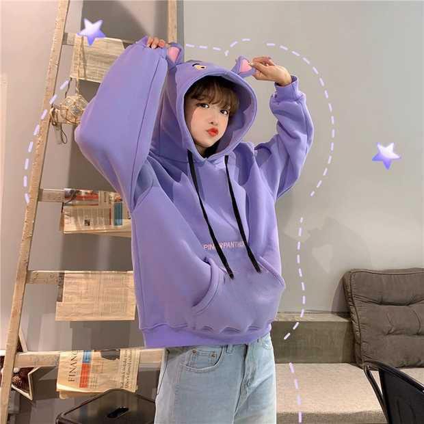 Áo Khoác Hoodie Nỉ Thời Trang Nữ Chui Đầu Nón Mặt Chú Báo Hồng Siêu Hot ❤️FREESHIP❤️